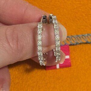 1Ct Lab Created Round Diamond Women's Huggie Hoop Earrings 14K White Gold Plated